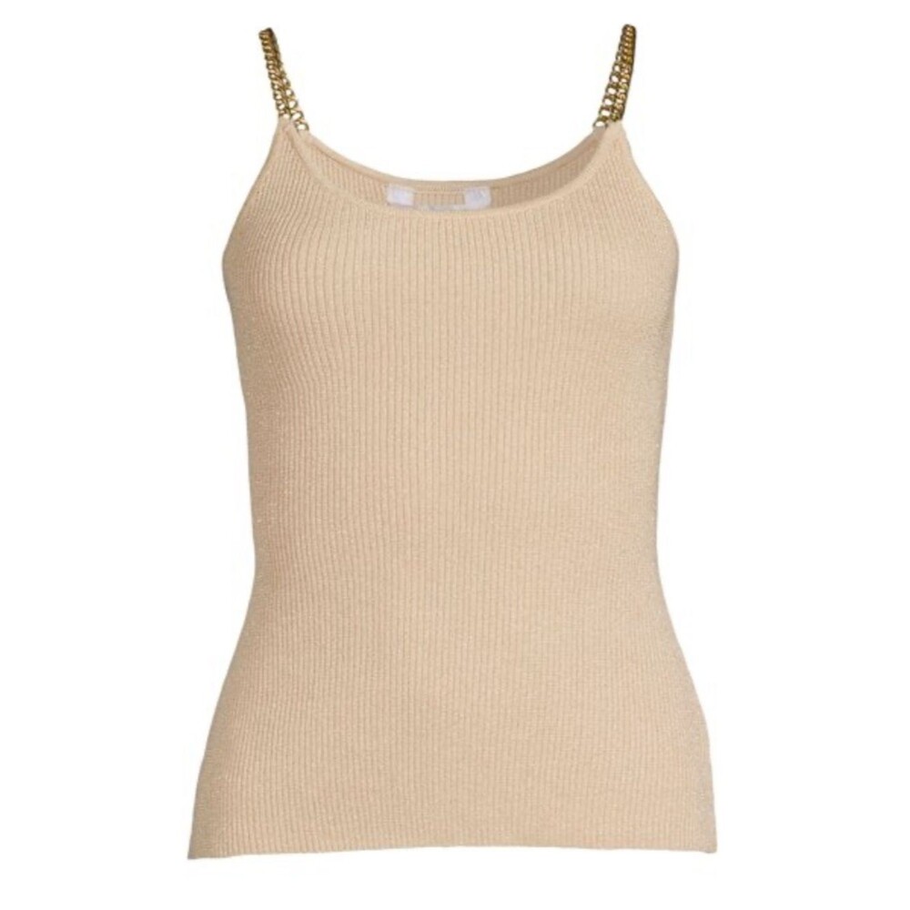 No Boundaries Juniors Plus Tank Top XXXL Gold Chain Strap Tank Beige Shimmer B3